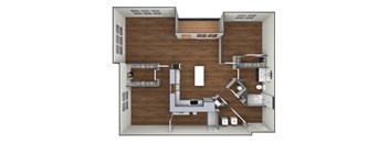 The Cathedral floor plan 3D image.