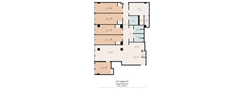A floor plan for a 301 College #1A property, showing the layout of rooms and their respective sizes.