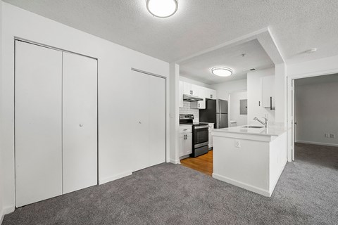 Renovated kitchen with breakfast bar at Eastlake Gardens, Decatur, 30032