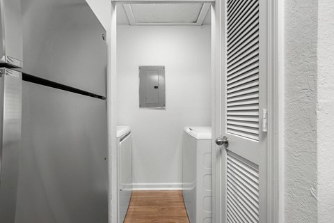 Laundry room with washer and dryer appliances at Eastlake Gardens, Decatur, 30032