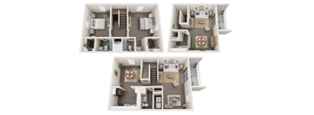 a two bedroom floor plan at the Fields at Peachtree Apartments in Peachtree Corners, Georgia