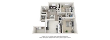 2 bed 2 bath floor plan at Balfour East Lake, Atlanta, Georgia