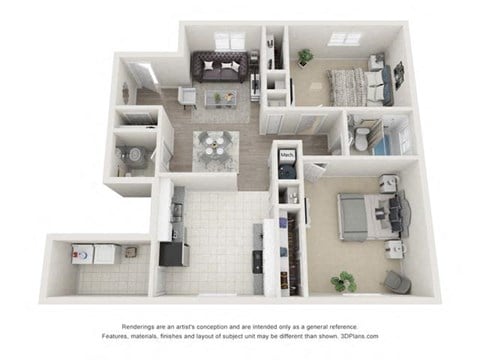 2 bed 2 bath floor plan | 921 Sq. Ft. 2 bed 2 bath floor plan | 921 Sq. Ft. at Balfour East Lake, Atlanta, Georgia