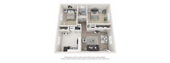 2 bed 1 bath floor plan at Balfour East Lake, Atlanta, 30316