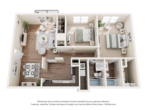 2 bedroom floor plan at Lacota Apartments in Atlanta, GA 30360