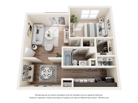 1 bedroom floor plan at Lacota Apartments in Atlanta, GA 303602