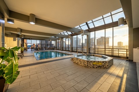 Indoor Swimming Pool and Spa at ELEVATE Apartment Homes, Minneapolis, MN, 55403