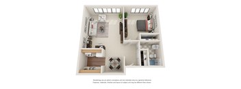 1 Bedroom Floor Plan  at Aldrich Avenue Apartments, Minnesota, 55405