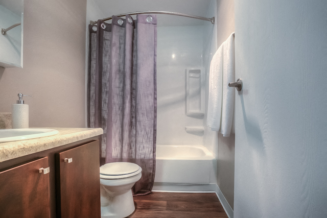 Bathroom With Bathtub at Hangar 128 Apartments, Everett, Washington