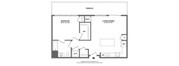 large one bed, large private terrace, luxury finishes, living and dining area