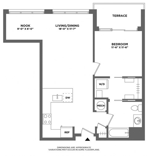 large one bed, bonus space, private terrace, walk in closet, washer dryer in home