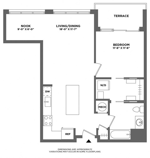 large one bed, private terrace, luxury finishes, walk in closet