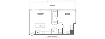 large one bedroom, large walk in closet, huge private terrace, washer dryer in unit, luxury finishes, stainless steel appliances