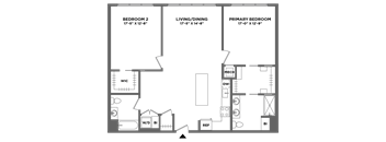 large two bed, dining area, master suite, hardwood floors, walk in closet, luxury finishes
