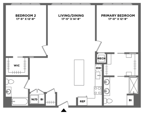 large two bed, dining area, master suite, hardwood floors, walk in closet, luxury finishes