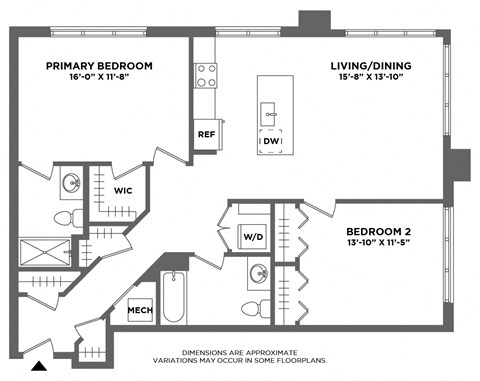 washer dryer in home, large two bedroom, corner unit, walk in closets, luxury finishes,