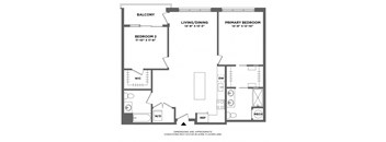 private balcony, open living area, large two bed, master suite, walk in closets, double vanity, washer dryer in unit, luxury finishes