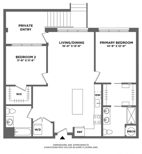 private entry home, large two bed, two bath, master suite, double vanity, walk in closets, washer dryer in home, open living and dining, luxury finishes, oversized windows, patio