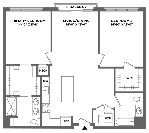 juliette balcony, spacious two bed, double vanity, walk in closets, open living area, master suite, washer dryer in unit, luxury finishes