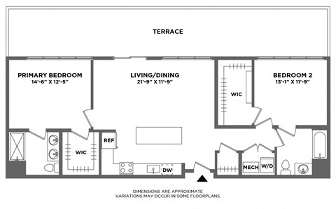 penthouse two bedroom, high ceilings, walk in closets, double vanity, large terrace, open living area, washer dryer in home, luxury finishes