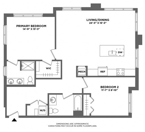 corner large two bedroom, two bath, double vanity, luxury finishes, hardwood floors, open layout, washer dryer in home, oversized windows