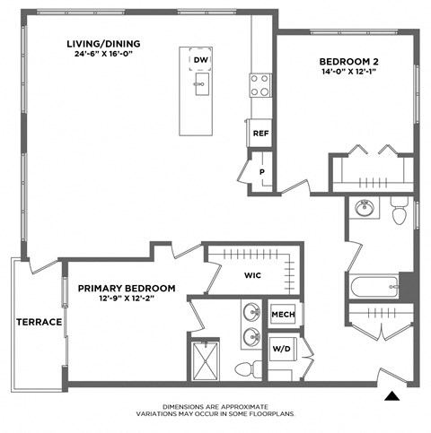 two bed, larger corner home, luxury finishes, walk in closet, double vanity, private terrace, oversized windows, large open living area, washer dryer in home