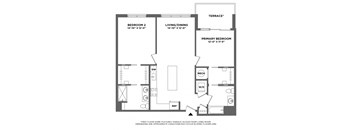 luxury finishes, private terrace, large two bedroom, double vanity, walk in closets, washer dryer in unit, large kitchen, open living area