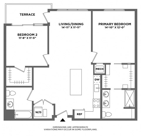 two bedroom, two bath, private balcony, dining area, master suite, large two bed