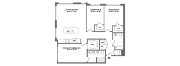 three bed, corner views, walk in closet, washer dryer in unit, office space, stall shower, tub shower