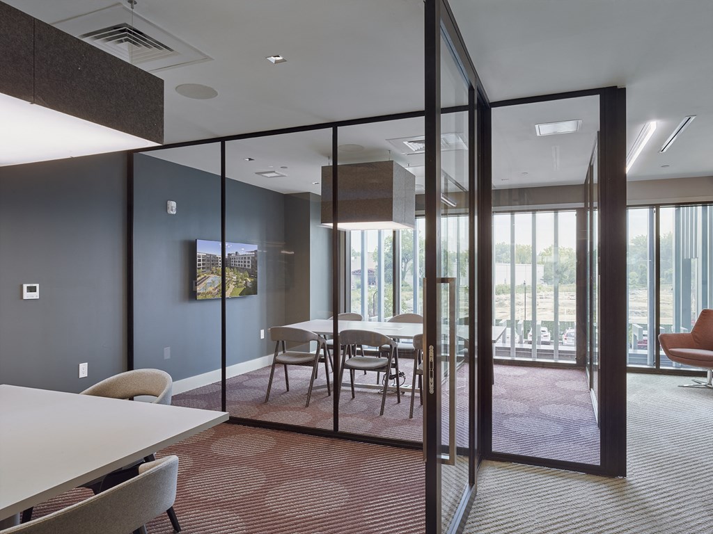 private conference rooms, coworking spaces,