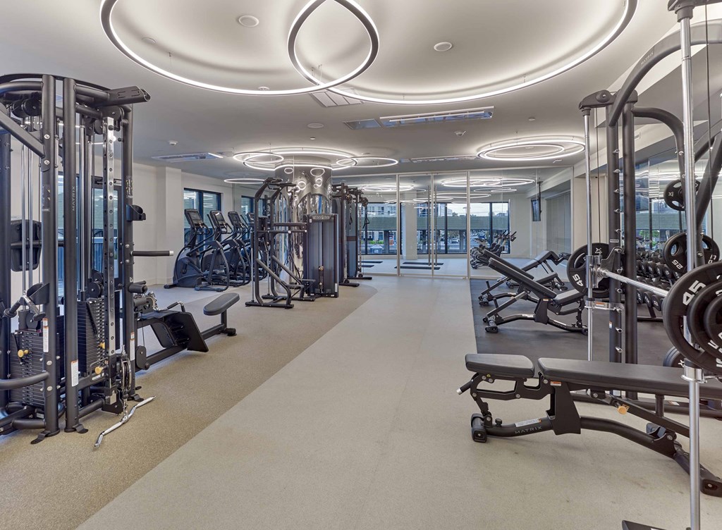 fitness center, free weights, cardio machines, weight machines