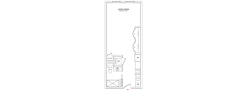 A floor plan of a living and dining area that is 27 feet by 14 feet.