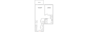 A floor plan of a house with a living room, dining room, and a sleeping area.