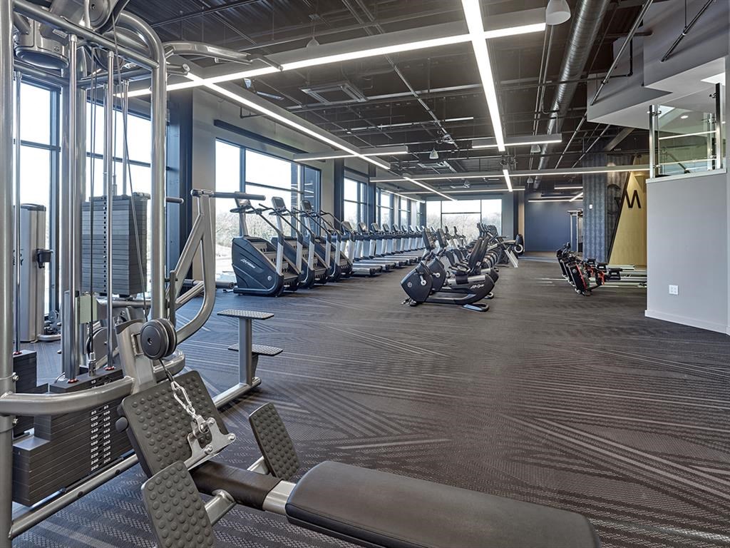 Fitness Center with large windows