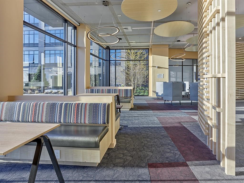 Lobby with coworking banquettes
