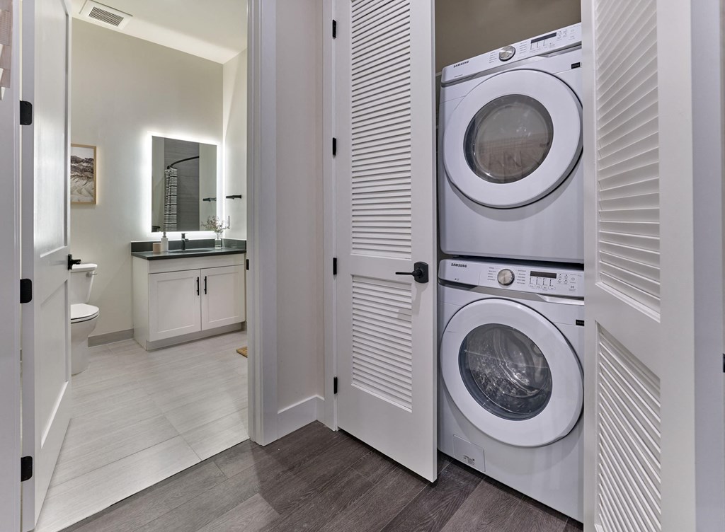 full sized, in unit washer and dryer in apartments at Print House Hackensack, NJ