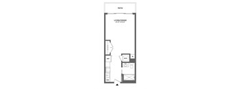 spacious studio, private balcony