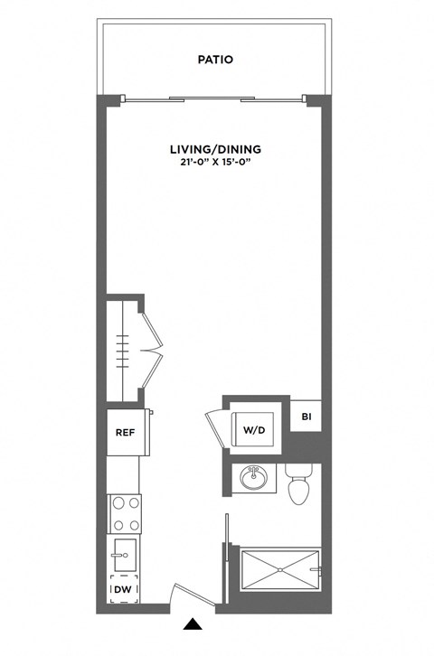 spacious studio, private balcony