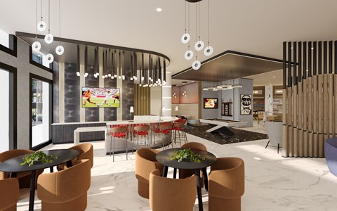 Amenities clubroom, game tables, private dining, lounge seating, coworking space, business center,