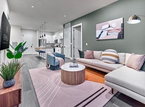 spacious luxury apartments, chef-inspired kitchen, stainless steel appliances, hardwood flooring throughout, built in closets