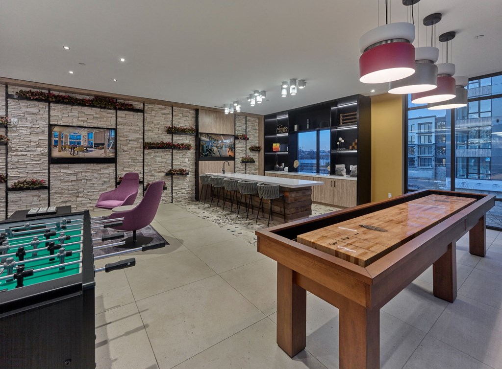 resident clubhouse, board games, shuffleboard, foosball,