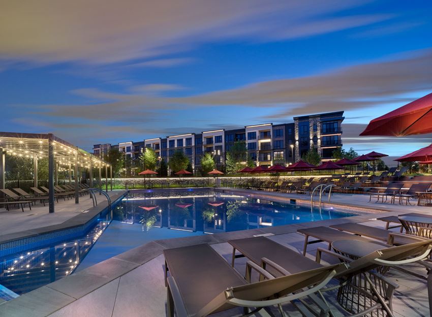 resort-style pool, fire pit, community garden, bbq, game tables amenities