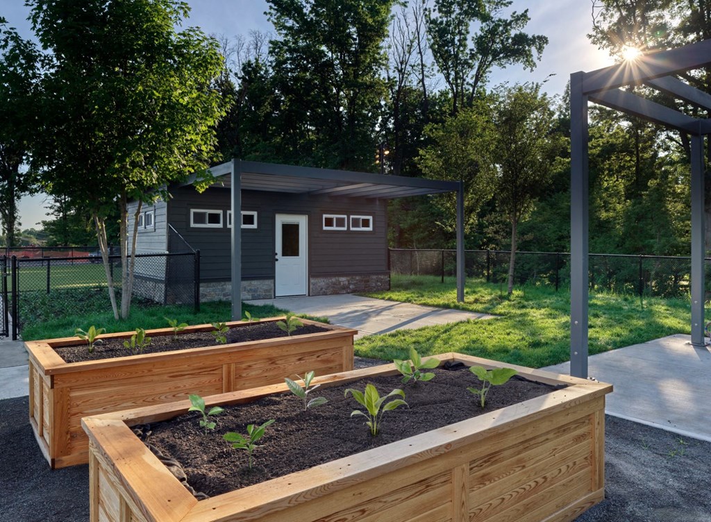 community garden, resident garden, outdoor space, outdoor amenities