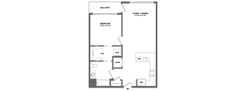 spacious one bedroom luxury apartment with full size washer dryer, balcony, walk in closet