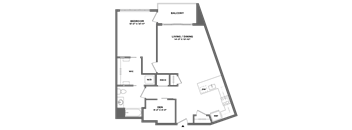 One bedroom luxury apartment with den and private balcony, outdoor space, stainless steel appliances, walk in closet, full size washer dryer, gourmet kitchen