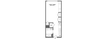 A floor plan of a living and dining area sized 18'x10'x13'.