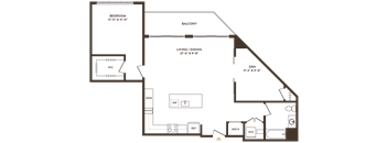 A floor plan of a house with a living room, dining room, and bedrooms.