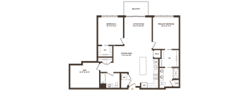 A floor plan of a house with labeled rooms and dimensions.