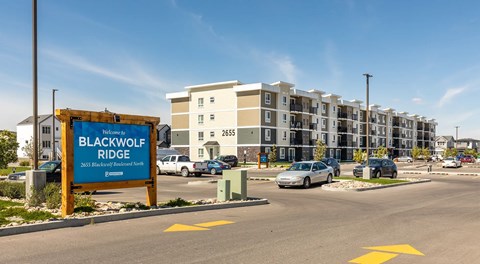 Large apartment complex with lots of parking