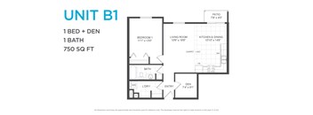 A drawing of a floor plan for a unit labeled B1.